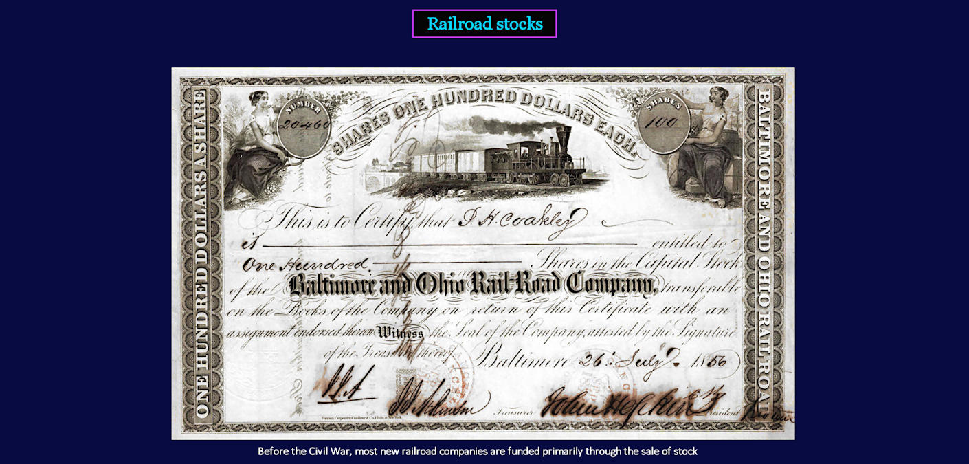 Railroad company stocks, 1850-1870